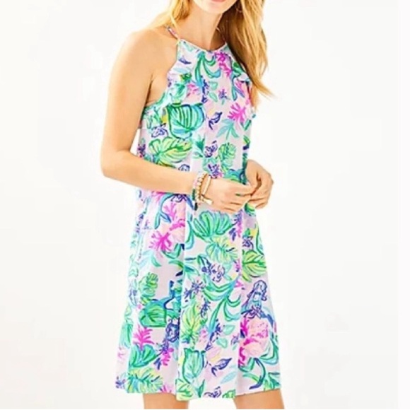 EUC- Lilly Pulitzer Billie Ruffle Amethyst Tint Mermaid Sleeveless Dress - Picture 2 of 6